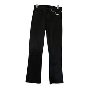 MOTHER Black The Insider Crop Midrise Frayed Jeans